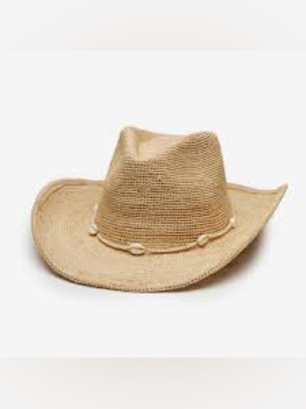 Wyeth Reed Shell Trim Band Raffia Rancher Hat Like New